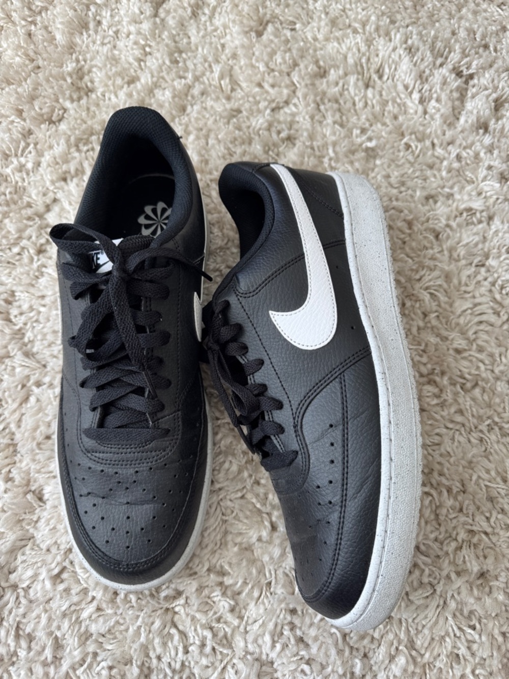 Men’s Nike Black with White Swoosh Court Vision Sneakers